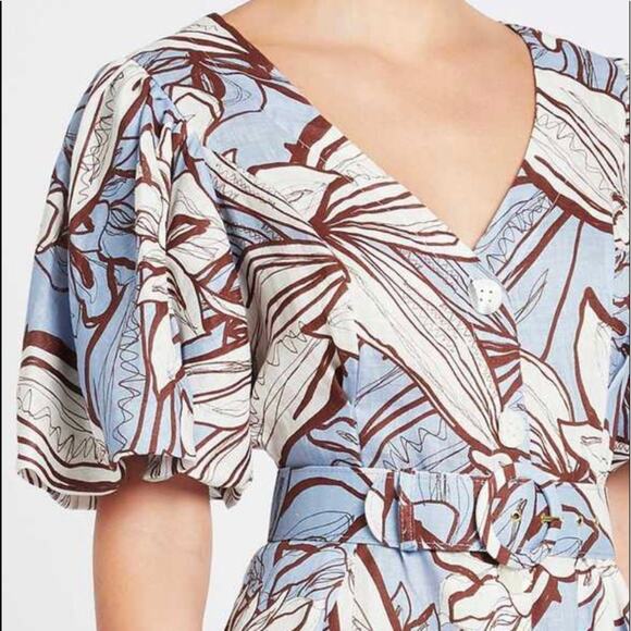 NICHOLAS Linda Linen Dress in Mocha Etched Floral Size US 4 - Picture 3 of 13